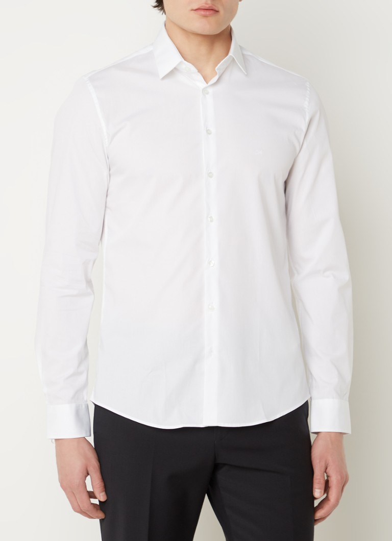 Calvin Klein Slim fit overhemd met stretch • Wit • de Bijenkorf