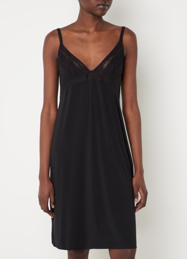 Calvin Klein Slipdress met mesh • Zwart • de Bijenkorf