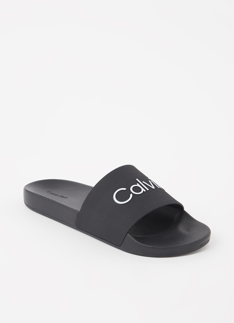 Calvin Klein - Slipper met logoprint - Zwart