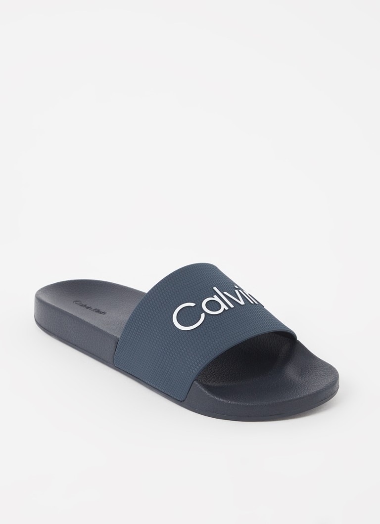 Calvin Klein - Slipper met logoprint - Blauw