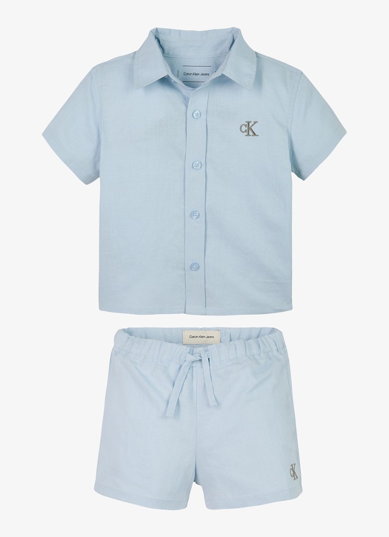 Calvin Klein - SOFT LINEN SHORT SET - Lichtblauw