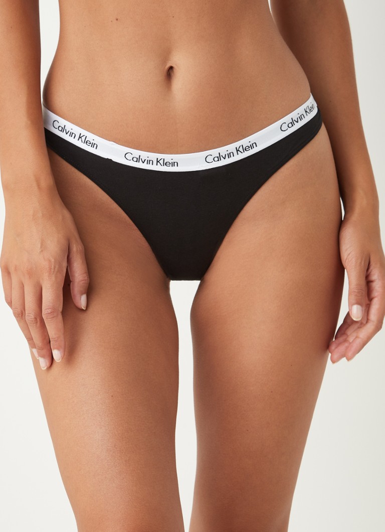 verdacht gans Zeemeeuw Calvin Klein String met logoband • Zwart • de Bijenkorf