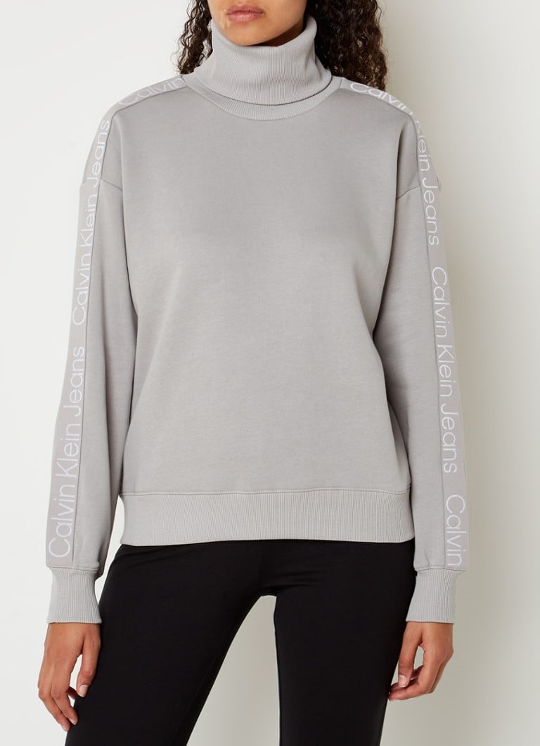 Calvin Klein - Sweater met col en logoband - Grijs