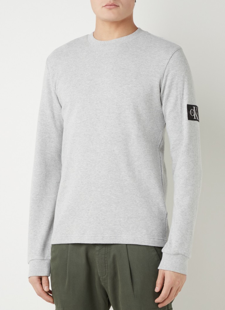 Calvin Klein - Sweater met logo en structuur - Lichtgrijs