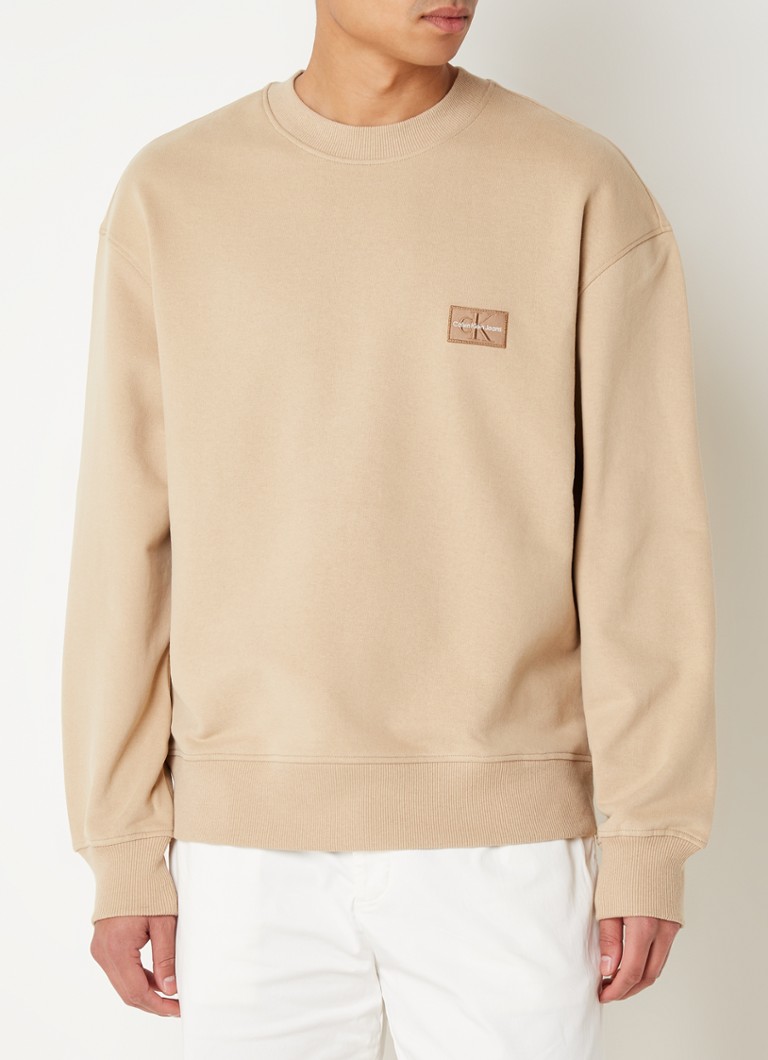 deur oorlog plastic Calvin Klein Sweater met logoborduring • Beige • de Bijenkorf