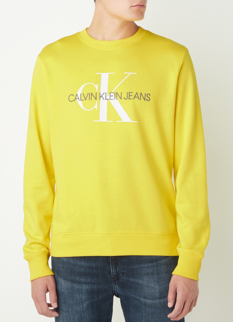 Calvin Klein - Sweater met logoborduring - Geel