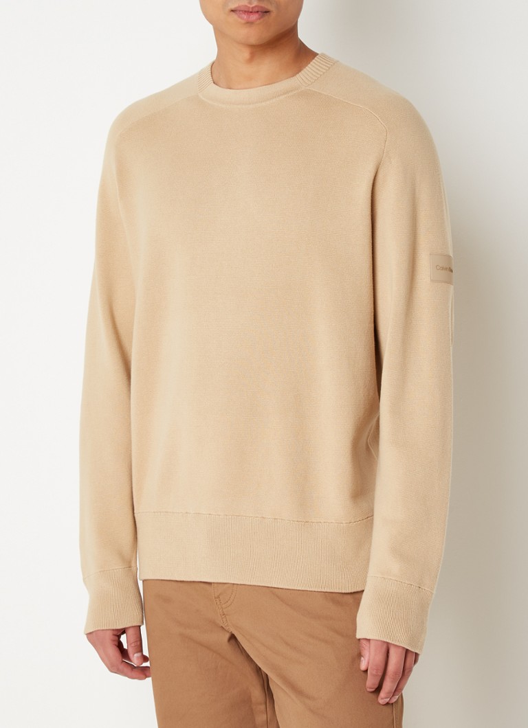 produceren Mentor Italiaans Calvin Klein Sweater met ronde hals en logo • Beige • de Bijenkorf