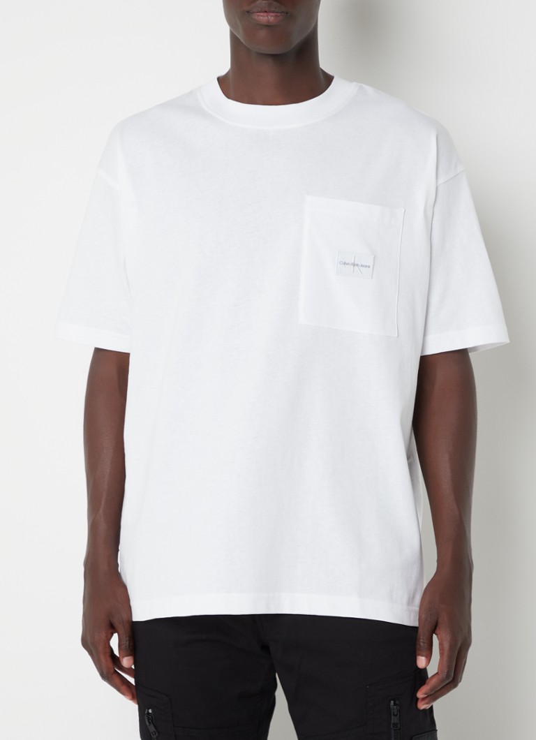 Calvin Klein - T-shirt met borstzak en stretch  - Wit