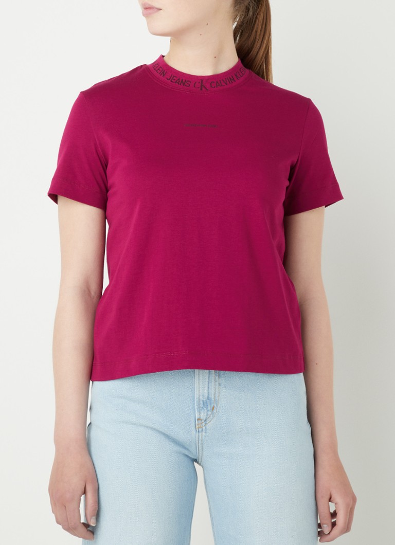 Calvin Klein - T-shirt met logoband - Bordeauxrood