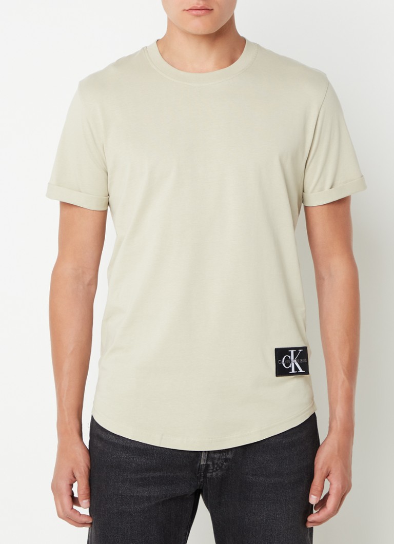 Calvin Klein - T-shirt met logoborduring - Beige