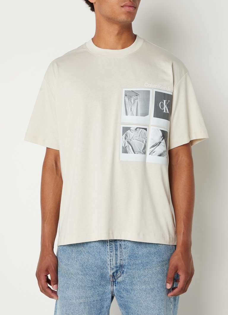 Calvin Klein - T-shirt met logoprint  - Lichtgrijs