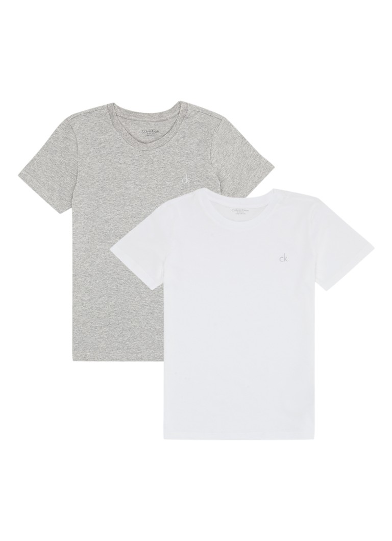 Calvin Klein - T-shirts in uni en mêlée in 2-pack - Wit