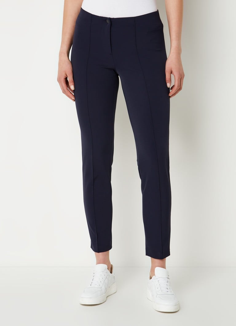 Cambio Ros mid waist slim fit pantalon met siernaad en stretch •  Donkerblauw • de Bijenkorf cambio broeken bijenkorf