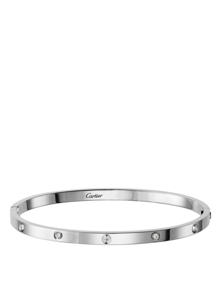 Cartier Love Armband Van 18k Witgoud Met 10 Diamanten Crb6048017 Witgoud De Bijenkorf