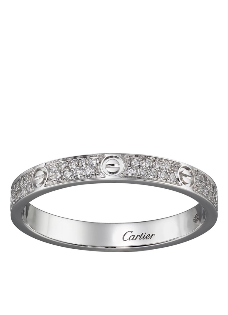 Cartier Love ring small van 18k witgoud met 72 diamanten CRB4218200