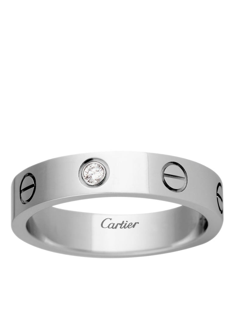 Cartier - LOVE Wedding band ring van 18 karaat witgoud met 1 diamant CRB4050500 - Witgoud