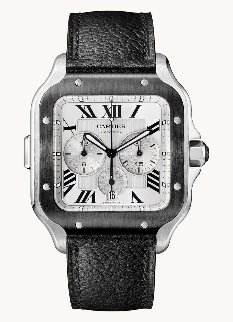 Cartier - Santos de Cartier Extra-large horloge met verwisselbare horlogeband CRWSSA0052 - Zwart