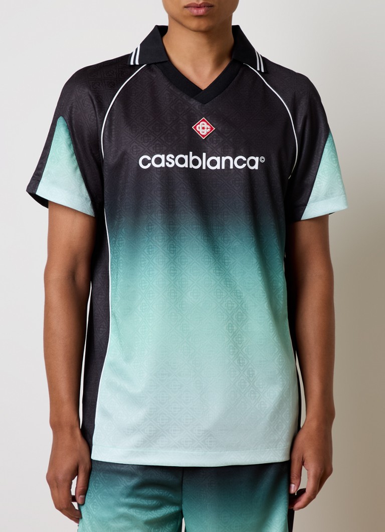 Casablanca - Birdseye football T-shirt van mesh met logoprint - Zwart