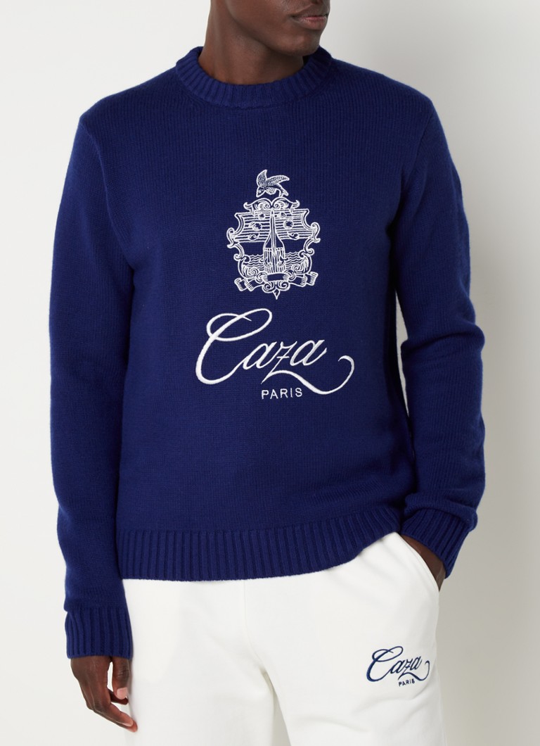 Pasen Buik Trappenhuis Casablanca Fijngebreide trui in kasjmierblend met borduring • Royalblauw •  de Bijenkorf