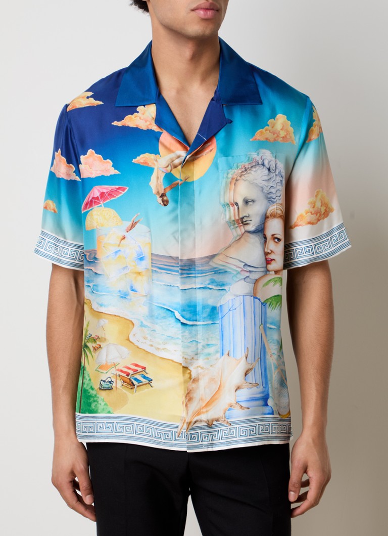 Casablanca - Le Pongeon regular fit overhemd van zijde - Blauw