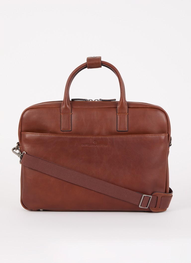 Castelijn & Beerens - Laptoptas van leer met 15.6 inch laptopvak - Roodbruin