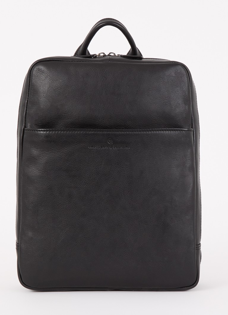 Castelijn & Beerens - Rugzak van leer met 15.6 inch laptopvak - Zwart