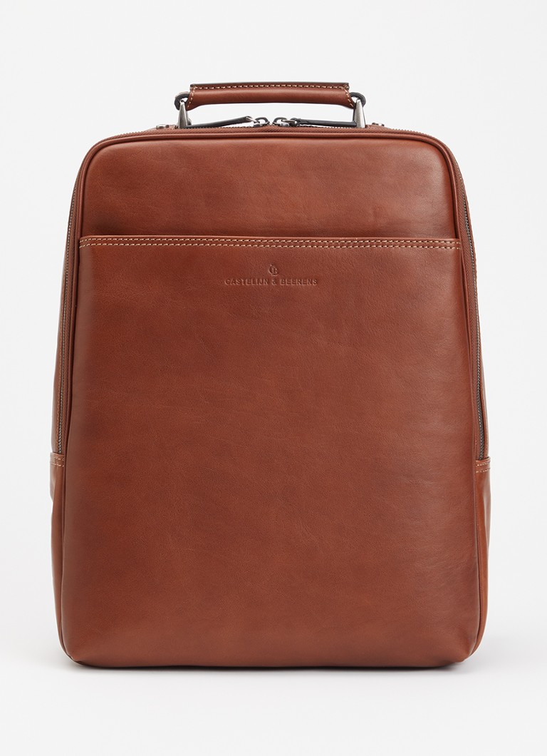 Castelijn & Beerens - Verona laptoptas van leer met 15,6 inch laptopvak  - Roodbruin