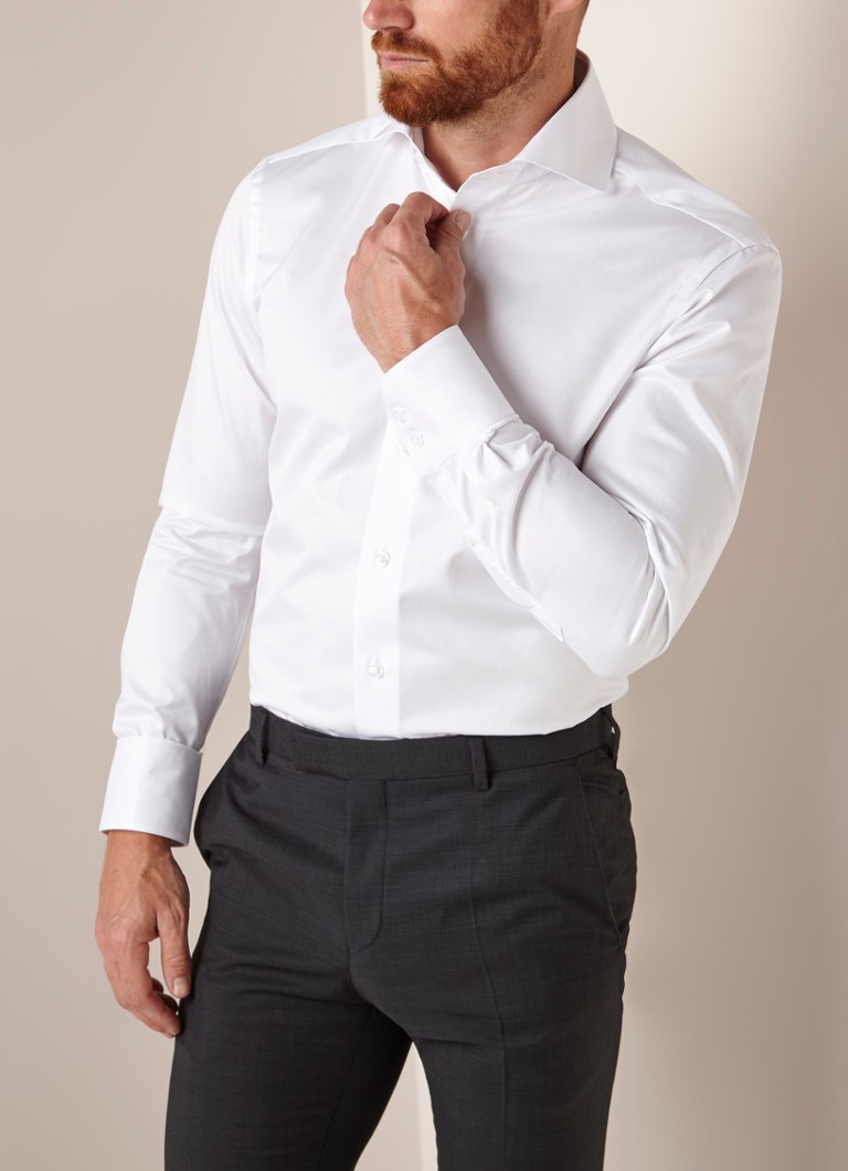 Cavallaro Napoli - Slim fit overhemd met wide spread-kraag - Wit