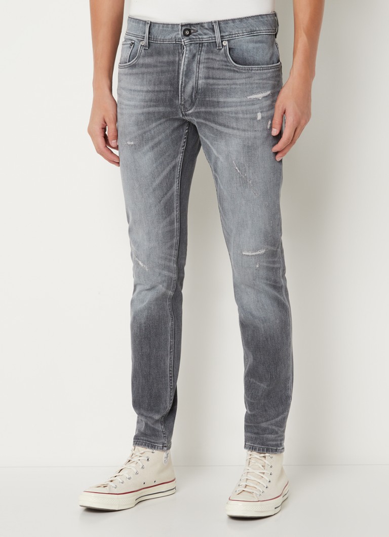 CHASIN' Ego Crater slim fit jeans met ripped details • Grijs • de Bijenkorf