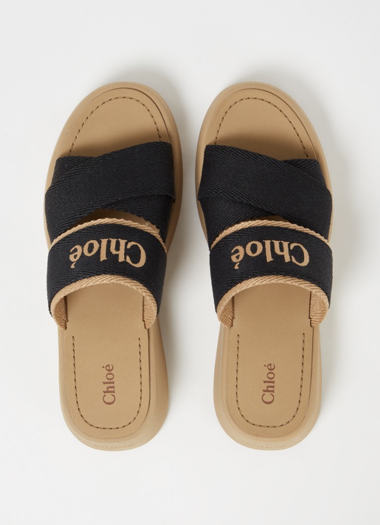 Bijenkorf Chloe Slippers Dames Chloé Mila Slipper Van Canvas Met Logo