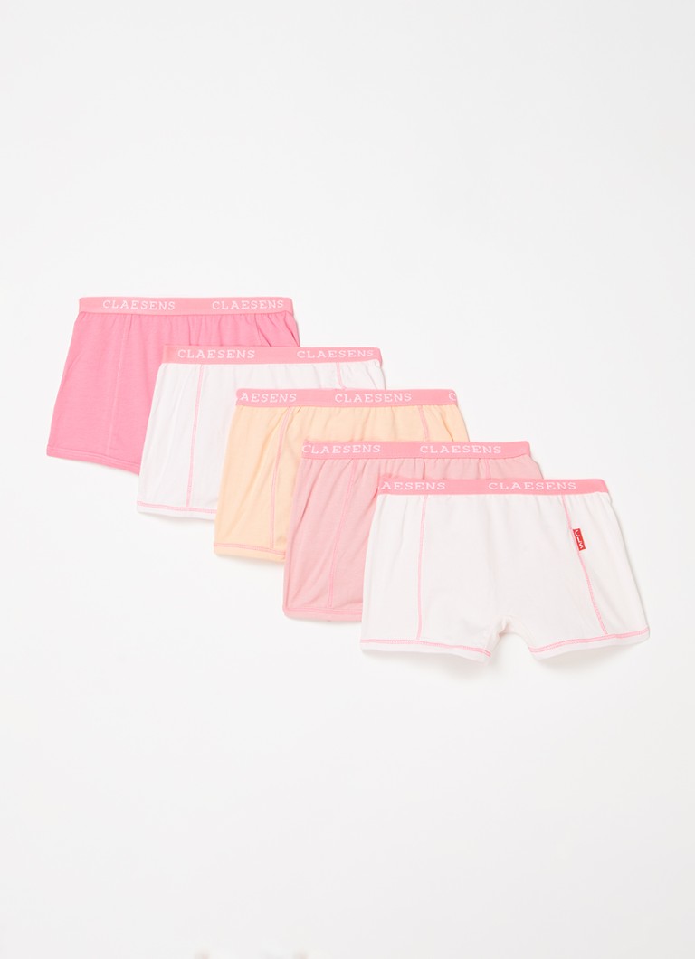 Claesen's - Boxershorts met logoband in 5-pack - Roze