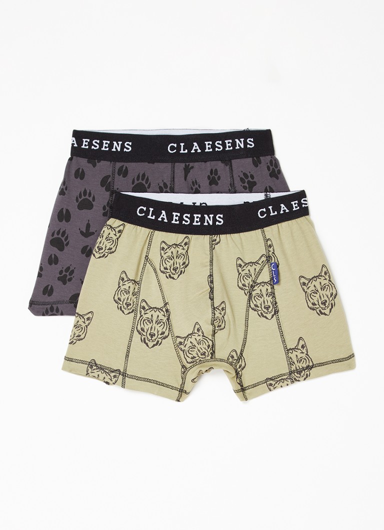 Claesen's - Boxershorts met print in 2-pack - Mosgroen