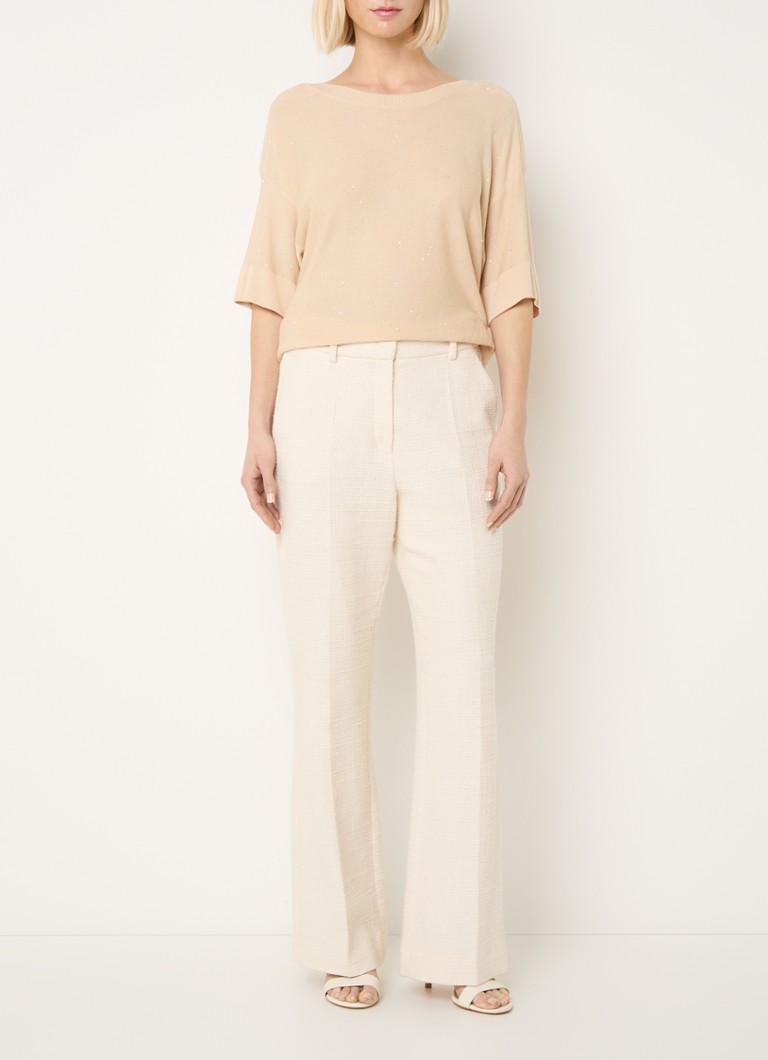 Claudia Sträter Fijngebreide top met pailletten • Creme • de Bijenkorf