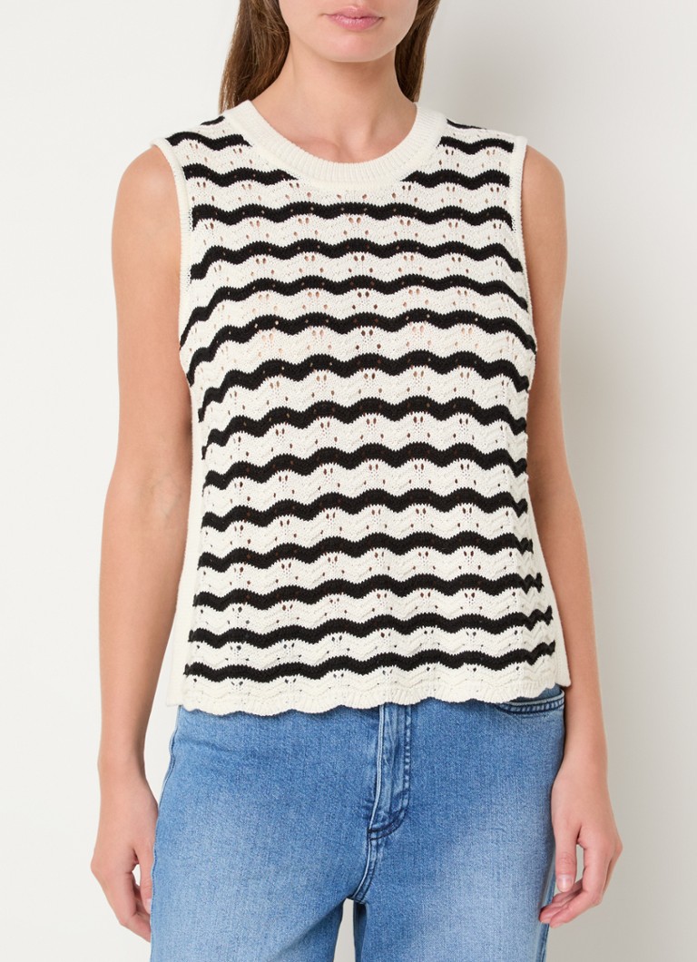 Claudia Sträter Fijngebreide top van katoen met opengewerkt dessin