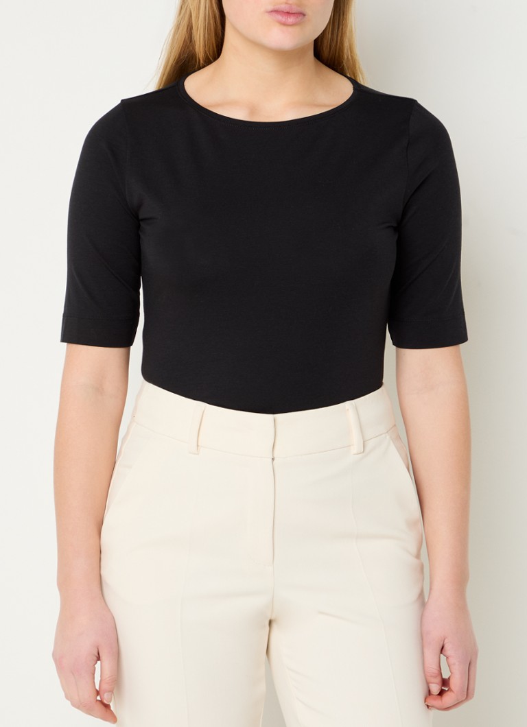 Claudia Sträter - T-shirt in lyocellblend met ronde hals - Zwart