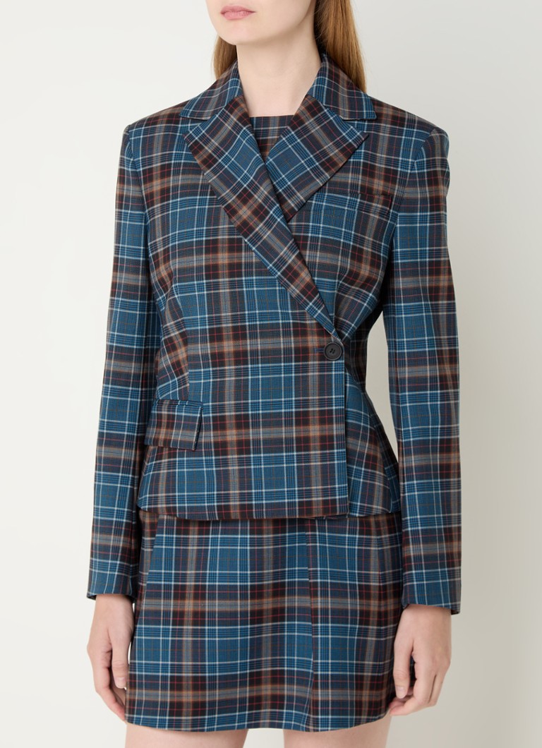 Claudie Pierlot - Blazer in wolblend met ruitdessin - Donkerblauw