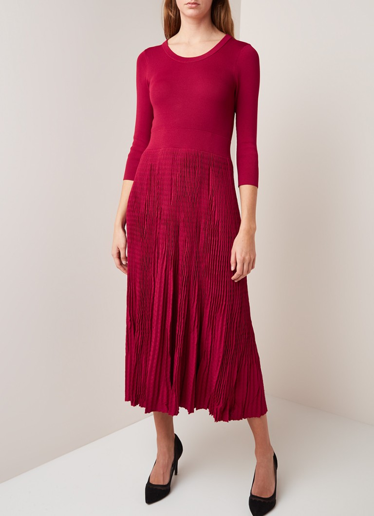 Claudie Pierlot - Magnifica maxi-jurk met plissé en achter knoopsluiting - Rood
