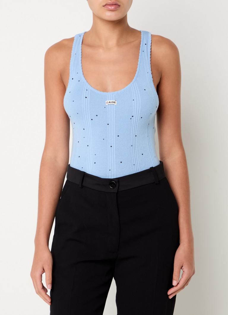 Claudie Pierlot - Martelette tanktop met stippenprint  - Blauwgrijs