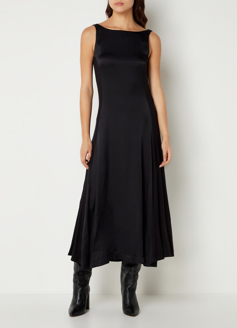 Claudie Pierlot - Maxi A-lijn jurk met contraststof - Zwart