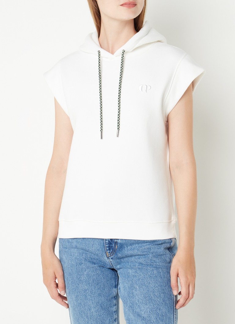 Claudie Pierlot - Mouwloze hoodie met logoborduring - Gebroken wit