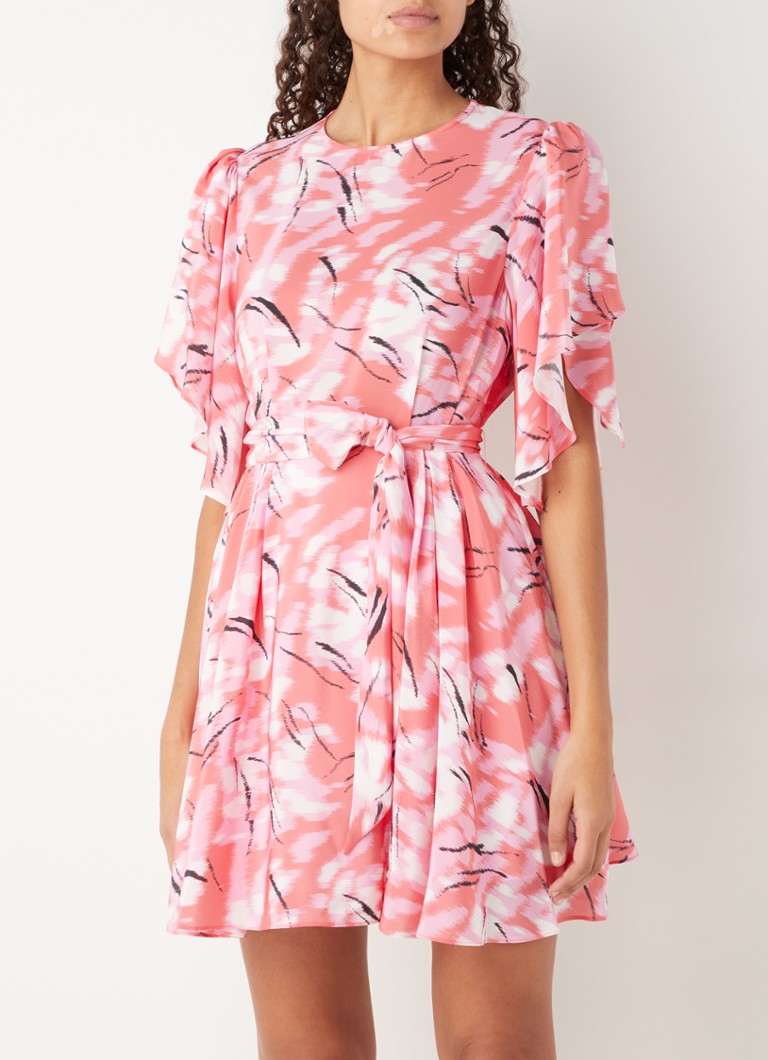 Claudie Pierlot - Rabanel mini jurk van zijde met vlindermouw - Roze