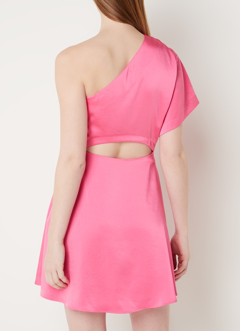 Claudie Pierlot - Rulianita one shoulder mini jurk van satijn met strikceintuur - Roze