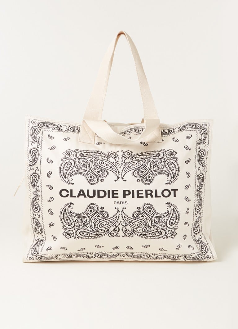 Claudie Pierlot - Schoudertas met paisley dessin en logo - Creme
