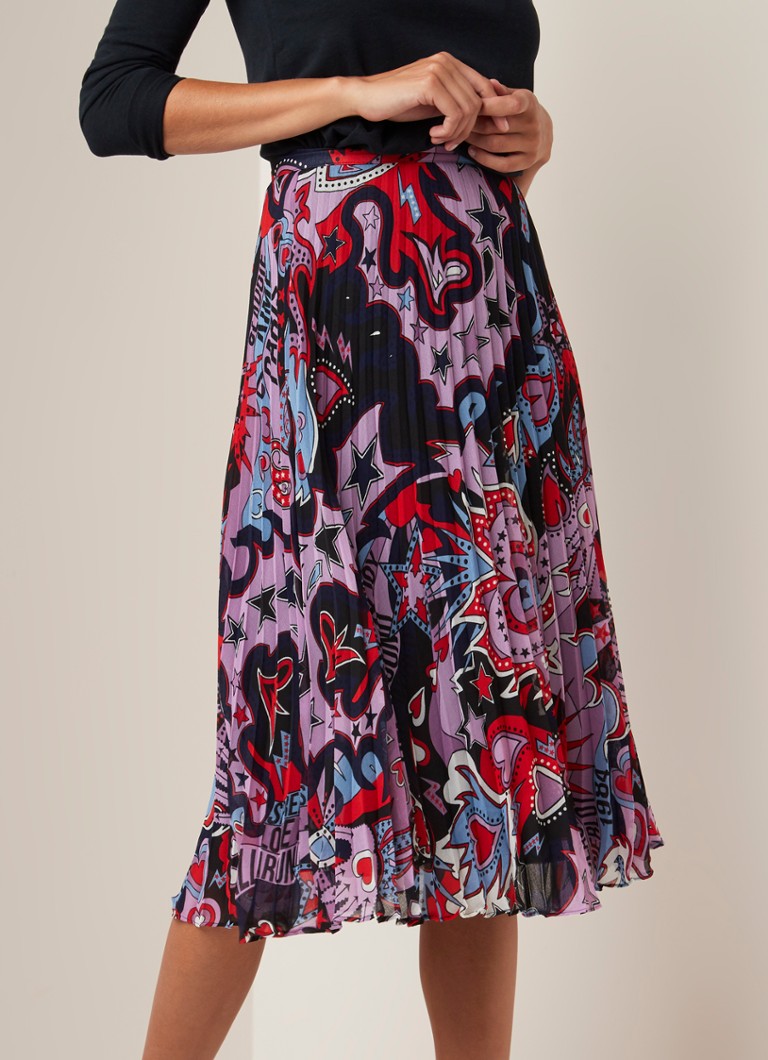 Claudie Pierlot - Sezame midirok van crêpe met plissé en dessin - Lila