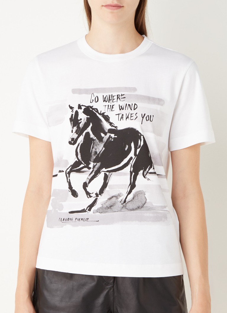 Claudie Pierlot - Tohorse T-shirt met print - Wit