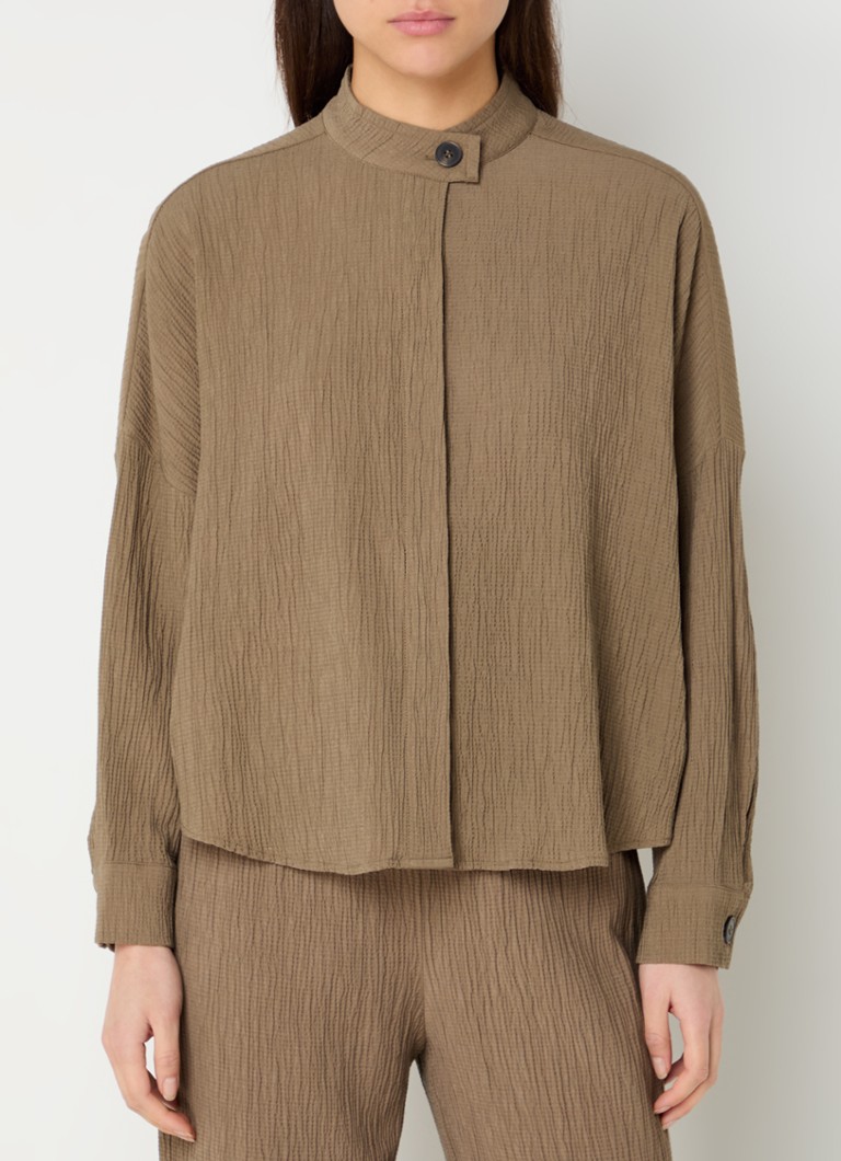 Co'Couture - Angela blouse in linnenblend met structuur - Zand