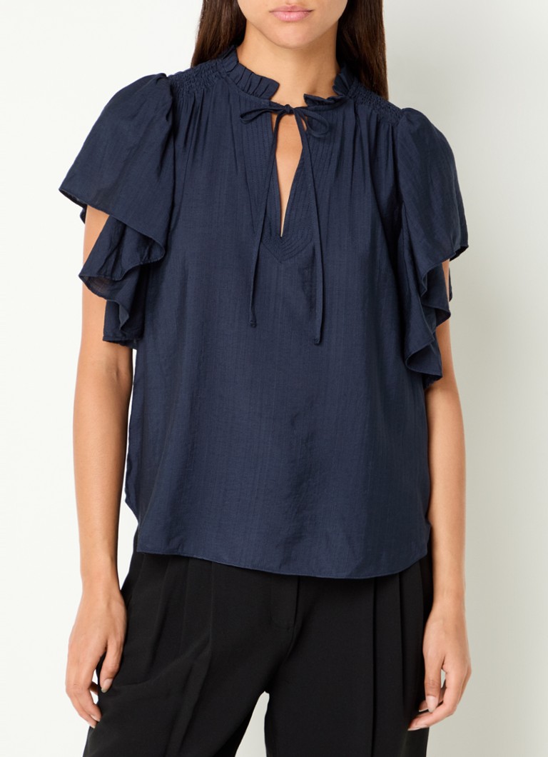 Co'Couture - Hera tuniek met vlindermouw - Donkerblauw