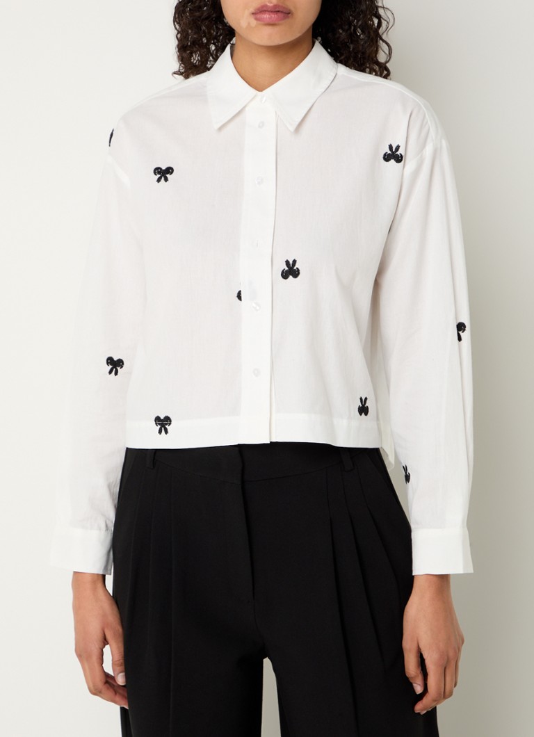 Co'Couture - Riacc blouse met borduring en asymmetrische zoom - Wit