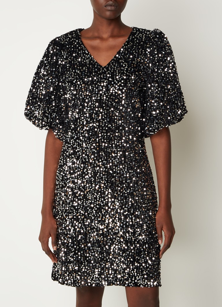 Bordeauxrode kimono pailletten mini-jurk main image 0