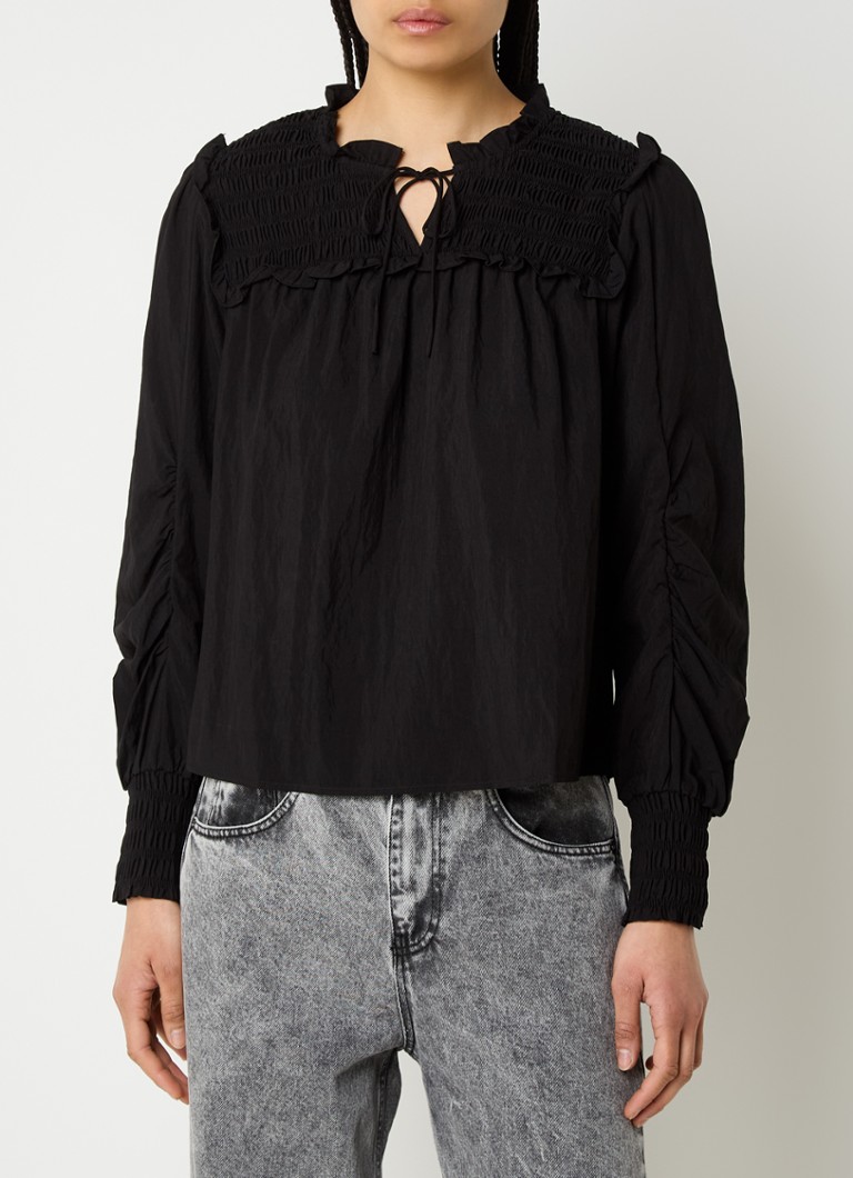 Co'Couture - Viva tuniek met smockwerk en ruches - Zwart